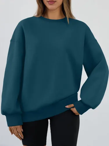 Vista 2 de Trendy Queen - Sudaderas para mujer, sudaderas con capucha de gran tamaño, cuello redondo, suéteres cómodos para otoño e invierno, ropa a la moda