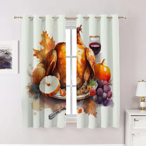 Vista 188 de Cortinas opacas de poliéster multicapa marrón con diseño de bosque natural, 2 unidades, 26 x 24 pulgadas