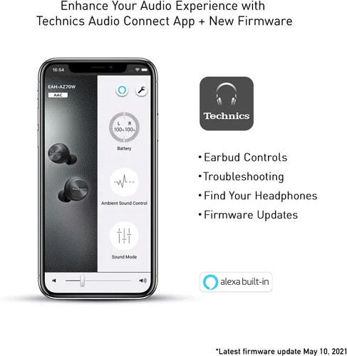 Vista 4 de Technics Auriculares inalámbricos verdaderos, auriculares Bluetooth, tecnología híbrida dual, sonido de alta fidelidad, diseño compacto, compatible
