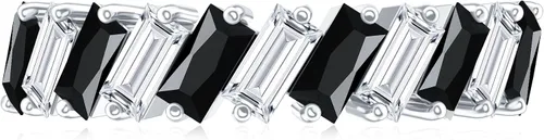 Vista 3 de Anillo de boda de ónix negro real (calidad AAA, joyería de piedras preciosas apilables para mujeres)