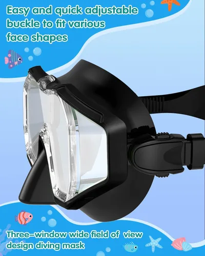 Vista 5 de WSTOO Kids Swim Goggles with Nose Cover to Prevent Water Inhaling, Anti-Fog Leak-Proof Swimming Mask for Boys Girls Age 5-12