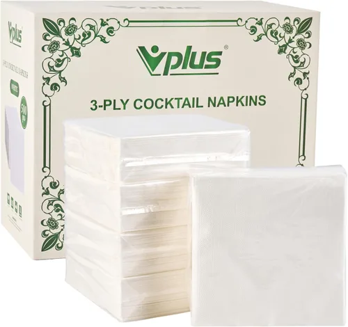 Vista 9 de Vplus Paquete de 100 servilletas de cóctel de papel, servilletas de bebidas de 3 capas, servilletas cuadradas doradas desechables, perfectas