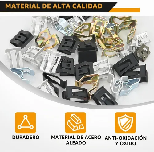 Vista 6 de GOOACC 100 piezas de 10 tamaños de clip de moldura de resorte de metal clip universal de sujeción de cuerpo de automóvil compatible con GTI, Jetta