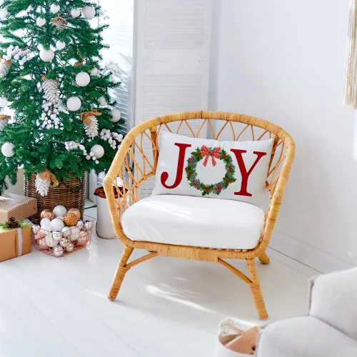 Vista 5 de Ogiselestyle Funda de almohada navideña con corona, 12 x 20 pulgadas, decoración de invierno para sofá
