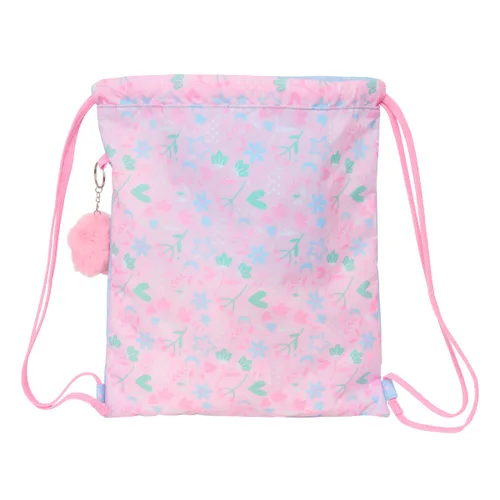 Vista 3 de Bolsa Mochila con Cuerdas BlackFit8 Smile Azul Rosa 35 x 40 x 1 cm