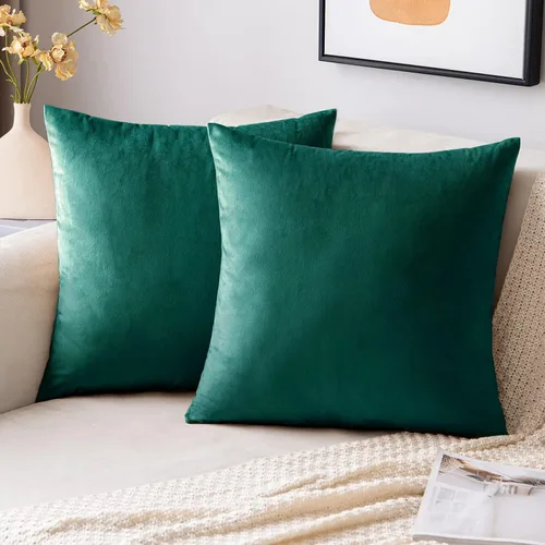 Vista 37 de EMEMA - Paquete de 2 fundas de almohada de terciopelo decorativas, fundas de cojín cuadradas suaves y sólidas para sofá, dormitorio, silla, Verde