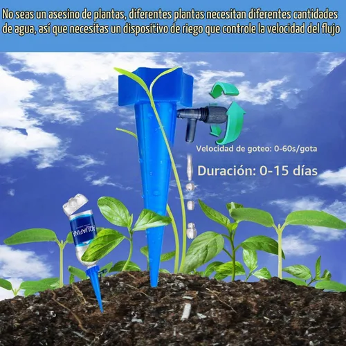 Vista 2 de Paquete de 24 picos de riego automático para plantas, dispositivos de riego automático para plantas, sistema de agua con válvula de control