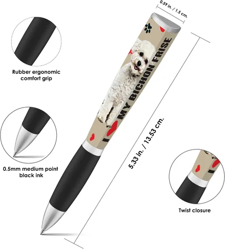 Vista 4 de I Love My Dog Bolígrafo Ballpoint para Cachorros (1 Bolígrafo, 3 Lados) Regalos para Mamá de Perro, Cumpleaños de Perro Bolígrafos Lindos