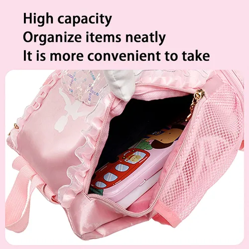 Vista 5 de Yitengteng Mochila de baile de ballet con compartimento separado para zapatos bolsa de bailarina para niñas pequeñas Rosado