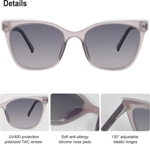 Vista 4 de OYS Lentes de sol retro para hombres y mujeres, polarizados, lentes de aviador, ligeros TR90, marco TAC, protección UV