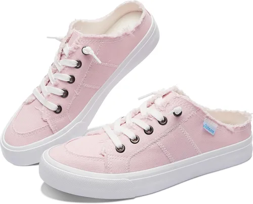Vista 14 de Obtaom Sandalias de lona para mujer con espuma viscoelástica Clipper, tenis de moda, cómodas, fáciles de poner, sandalias sin tacón para mujer Beige
