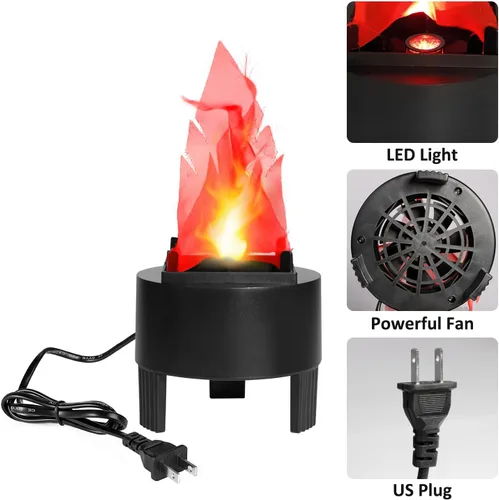 Vista 6 de Luz de llama LED electrónica, lámpara de llama falsa 3D de 110 V, lámpara de fuego falsa artificial, luz de efecto de escenario para Halloween