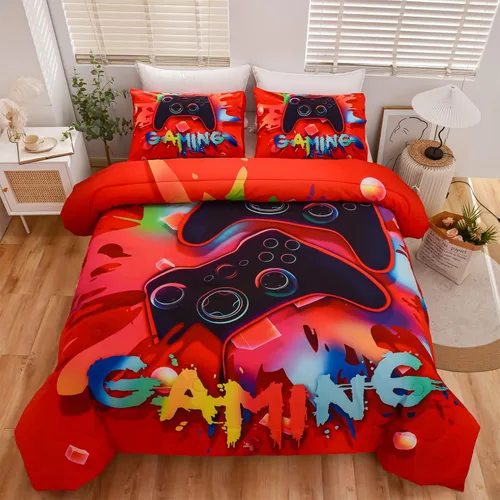 Vista 11 de Aimuan Gamer Gaming Juegos de Ropa de Cama Juegos de Edredón 3D Gamepad para Niños Consola de Juegos Botones de Acción Novedoso Controlador de Juego