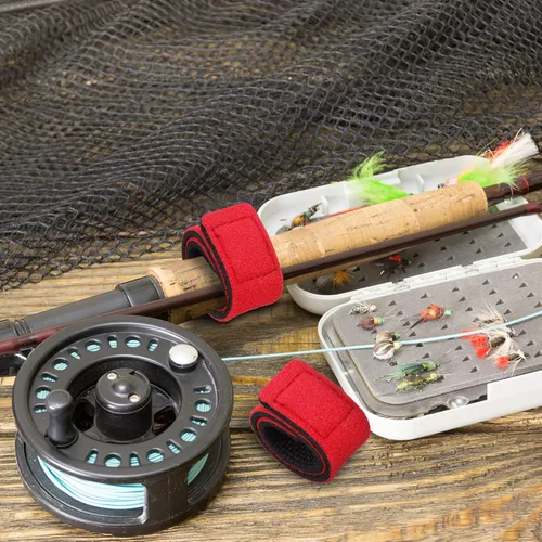 Vista 7 de Accesorios de pesca, 10 unidades, cañas de pescar, cinturón elástico para caña de pescar, correas de caña de pescar para caña de mosca, caña