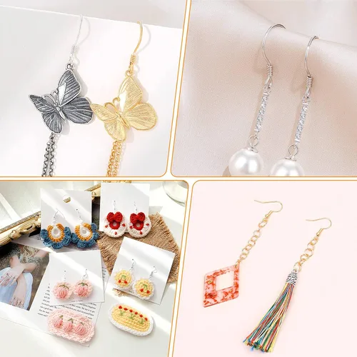 Vista 2 de Modacraft - Kit de fabricación de aretes hipoalergénicos, 2000 piezas, kit de suministros para hacer aretes con ganchos hipoalergénicos, componentes