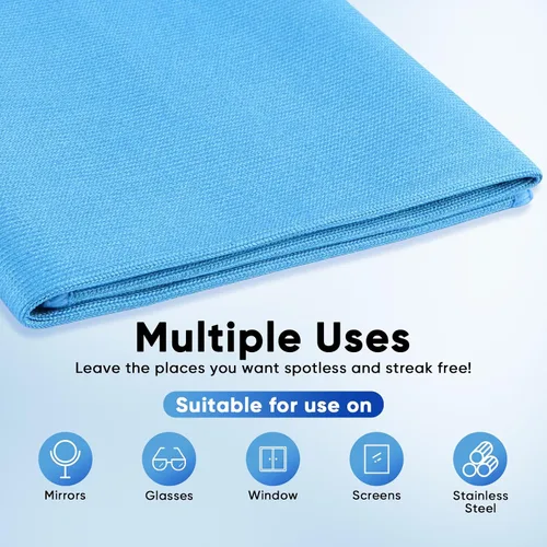Vista 4 de HOMEXCEL Paños de limpieza de microfibra de vidrio, paquete de 6 unidades, sin pelusa, paño de limpieza mágico de microfibra reutilizable para Azul