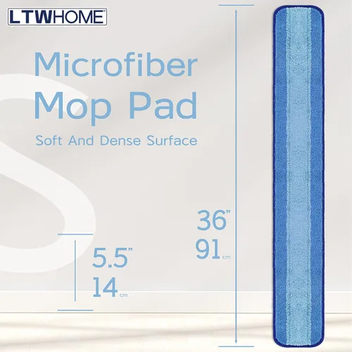 Vista 2 de Almohadillas de repuesto de microfibra húmeda o seca de 36 pulgadas para pisos de madera dura (paquete de 6)