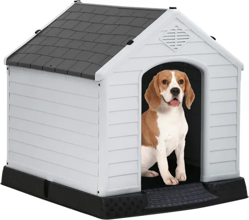 Vista 16 de FDW Casa para Perros Interior Exterior Durable Ventilada Impermeable para Mascotas de Plástico para Perros Pequeños Medianos y Grandes Refugio