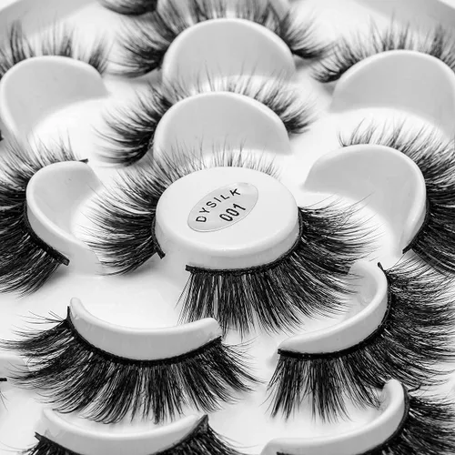Vista 2 de DYSILK - 10 pares de pestañas de visón 6D, pestañas postizas dramáticas de volumen grueso pestañas postizas naturales suaves extensión maquillaje