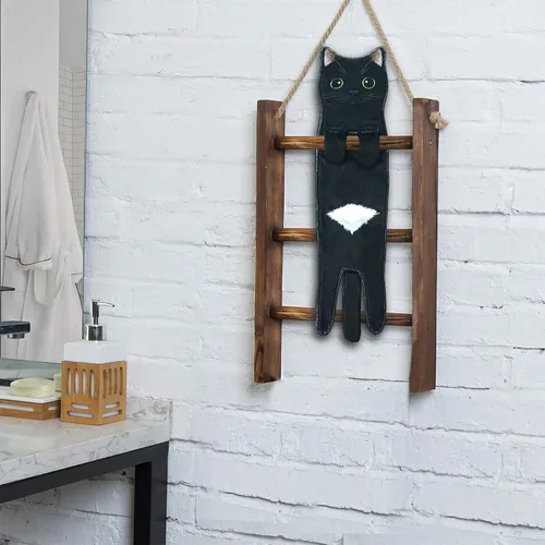 Vista 4 de PAT JUUMG - Toallas divertidas de mano con forma de gato para decoración de baño o cocina; toallas decorativas colgantes para la cara, súper
