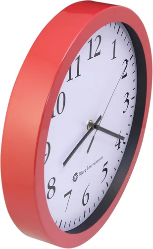 Vista 5 de Bjerg Instruments Moderno reloj de pared silencioso de acero de 12 "con movimiento sin tictac (rojo)