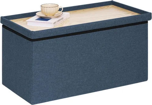 Vista 9 de PINPLUS - Banco otomano plegable con bandeja, color negro