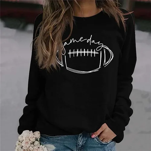 Vista 2 de Chvity Camisas occidentales de manga larga para mujer, suéteres de cuello redondo, camisas gráficas étnicas, sudaderas para otoño casual, Fútbol