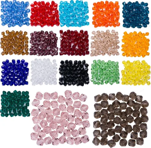 Vista 14 de LONGWIN Lote de 1800 cuentas de cristal de bicono de 0.157 in de cuentas de cristal de joyería para proyectos de bricolaje, pulseras, collares