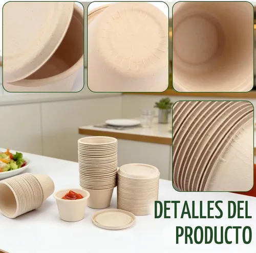 Vista 3 de Vmiapxo Paquete de 50 vasos de papel desechables de 4 onzas con tapas Marrón
