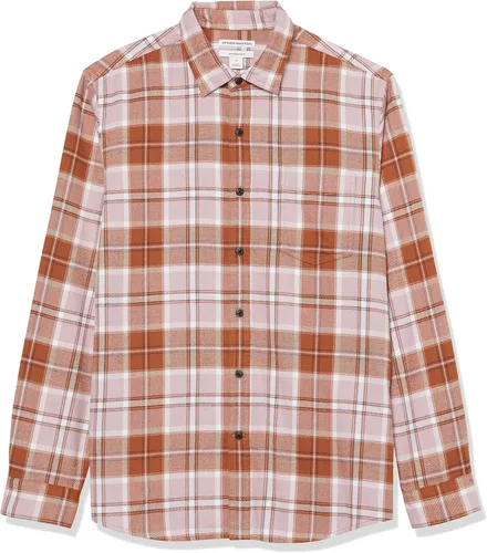 Vista 42 de Amazon Essentials Camisas de franela de manga larga para hombre, corte ajustado, a cuadros con botones