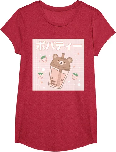 Vista 56 de Camiseta estética Kawaii con diseño de oso lindo y té con leche burbuja, talla S Blanco