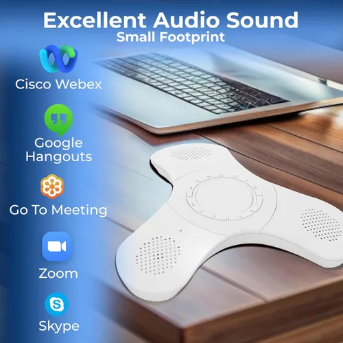 Vista 12 de Skywin Altavoz de conferencia Bluetooth con micrófono, altavoz inalámbrico portátil para escritorio de oficina, computadora y portátil, micrófono