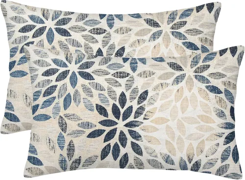 Vista 19 de Juego de 2 fundas de almohada negras y grises de 40 x 40 cm, geométricas, florales, decorativas para exteriores, fundas de almohada estilo granja