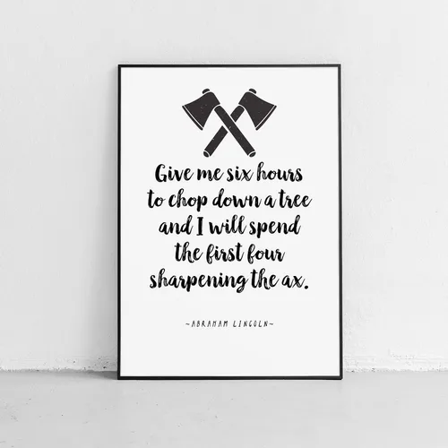 Vista 2 de Abraham Lincoln quote "Sharpening the ax" unframed poster or print