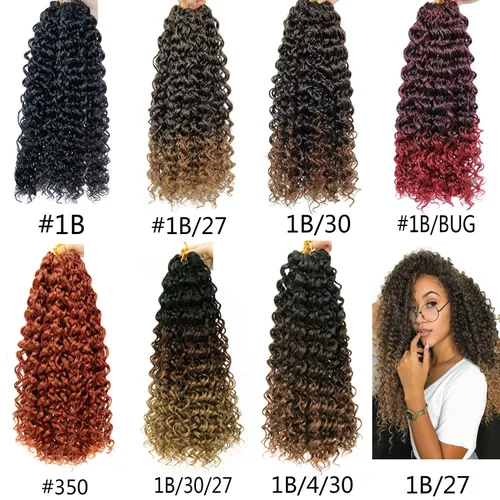 Vista 7 de GoGo Curl Crochet Hair 18 pulgadas onda de agua pelo sintético bohemio ganchillo trenzado jengibre onda profunda extensiones de cabello trenzado