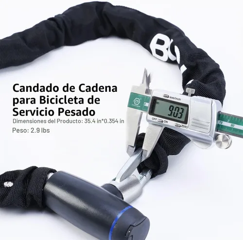Vista 2 de Candado de cadena de bicicleta con llaves, cerradura de cadena de bicicleta Negro