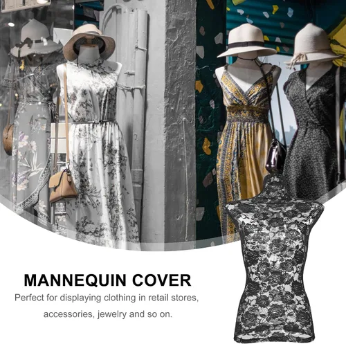 Vista 3 de ULTECHNOVO Funda de maniquí de encaje de algodón y encaje, cubierta protectora de tela reutilizable para vestido de estudio minorista, exhibición