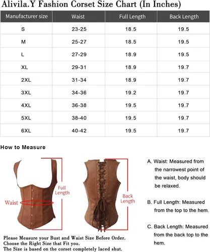 Vista 5 de AlivilaY Fashion Corsé de piel sintética steampunk para mujer