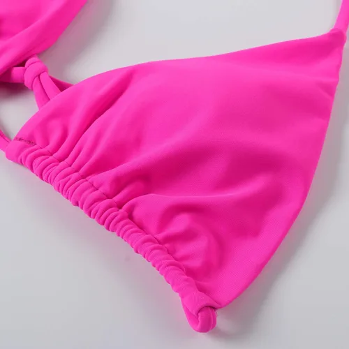 Vista 2 de MOSHENGQI - Bikini brasileño sexy para mujer, traje de baño de 2 piezas con corpiño con tirantes delgados y tanga