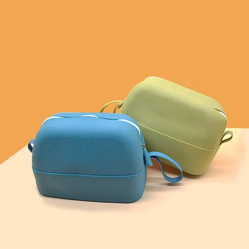 Vista 7 de Bolsa de maquillaje impermeable, bolsa de aseo de silicona, bolsa de almacenamiento de viaje portátil, bolsa de cosméticos lavable de gran Azul