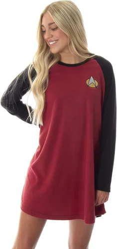 Vista 5 de INTIMO Star Trek Next Generation - Camisón de pijama para mujer con diseño de cuadros raglán, Rojo