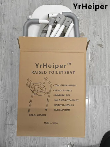 Vista 6 de YrHeiper - Asientos de inodoro elevados con asas, reposabrazos para uso con asientos de inodoro