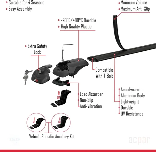 Vista 5 de Compatible con Nissan NP300 (D23) 2015-2021 ACE-1 Barra transversal de aluminio negro 2 barras