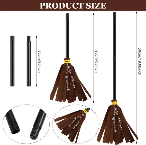Vista 4 de Boyiee 3 piezas de disfraz de bruja para niños, capa reversible, sombrero de mago, escoba de mago, capa de vampiro para carnaval, Mardi Gras, Día