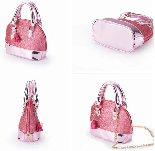 Vista 3 de YiSu Princess Little Girls Purses Toddler kids Crossbody Bag Wall et Shell Shape Handbags for girls cute Tote (pink)