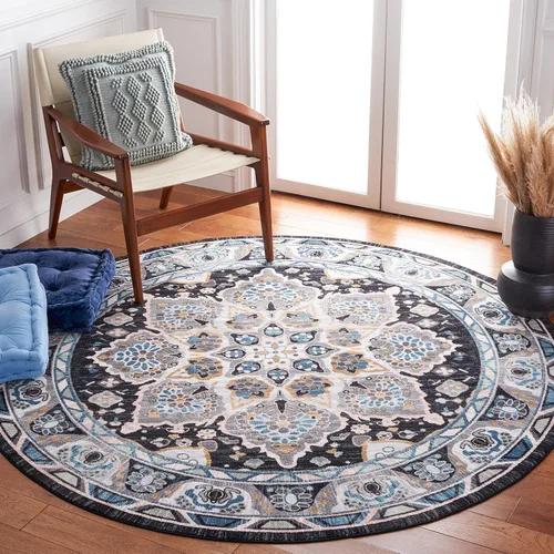 Vista 14 de SAFAVIEH Riviera Collection - Alfombra lavable de 2 pies 2 pulgadas x 9 pies, beige y carbón, antideslizante y fácil de limpiar, ideal para sala