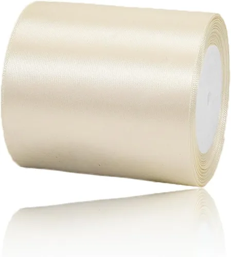 Vista 58 de Cinta de Satén Beige de Color Sólido, 1-1/2 Pulgadas x 25 Yardas, Cinta de Satén de Tela para Envolver Regalos, Manualidades, Hacer Lazos