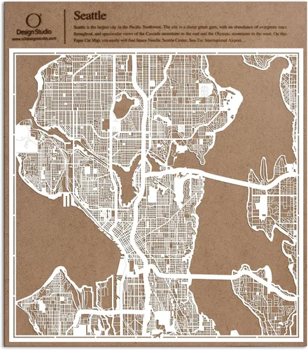 Vista 20 de O3 Design Studio Aberdeen - Mapa de papel cortado en papel blanco de 12 x 12 pulgadas