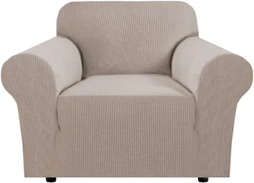 Vista 87 de H.VERSAILTEX Funda elástica para sofá, fundas suaves para muebles de 3 cojines, con tela jacquard gruesa a cuadros con parte inferior elástica, sofá