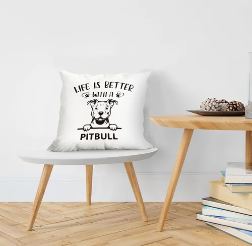 Vista 5 de huester Pitbull - Regalos para perros para decoración de habitación de mujeres, fundas de almohada de 18 x 18 pulgadas, Life is Better with a